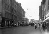 Тверская улица, вид в сторону Пушкинской площади, справа – Елисеевский магазин. 
1930-е годы.
