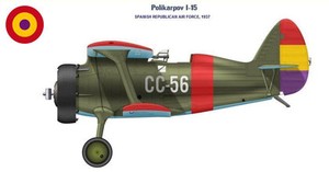 И-15 "Chato" республиканских ВВС Испании (1937 г.) Рисунок: © Glavework-Graphiks