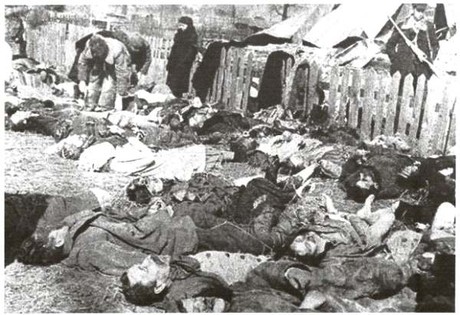 26 марта 1943 Тела убитых членами УПА поляков в селе Липники в Костопольскогоо района на Волыни. (Фото: Mark Skorupski / FORUM)